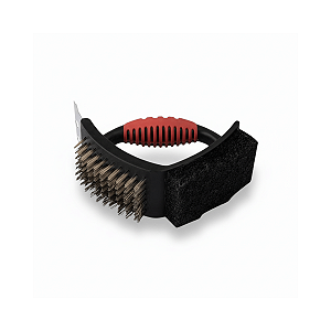 ESCOVA GRELHA DUPLA PLASTICO PP, ACO INOX E FIO DE ACO  - CLINK