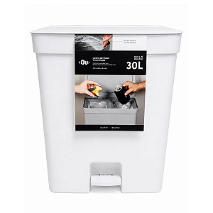 Lixeira de Pedal Dupla Branco 30L Trium OU