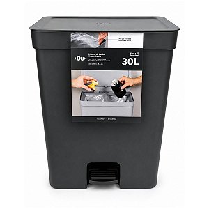 Lixeira de Pedal Dupla Preto 30L Trium OU