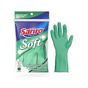 LUVA LATEX NATURAL SOFT VERDE M SANRO