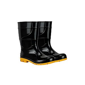 BOTA PVC CANO MEDIO S/FORRO PRETA SOLA AMARELA 36 - CRIVAL