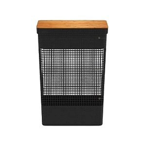 CESTO DE ROUPAS GRID 49L TAMPA BAMBU PRETO FECHADO