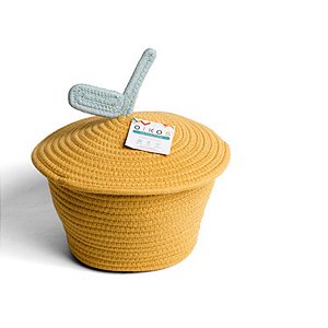 Cesto Redondo com Tampa Limão Siciliano de corda - Oikos