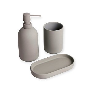 KIT 3 PCS BANHEIRO DE CERAMICA LUNAR - OIKOS CINZA CLARO