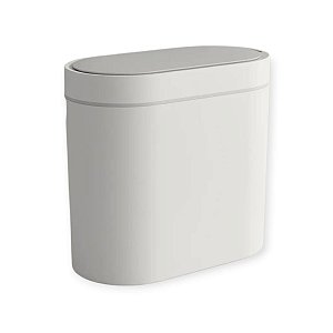LIXEIRA AUTOMATICA DE PLASTICO 6L OVAL - OIKOS BRANCO