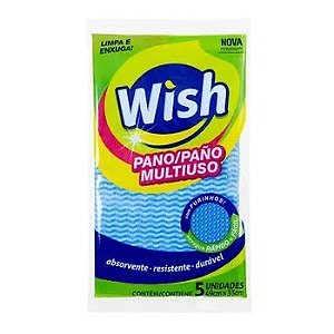Pano Multiuso Wish – 49cm x 29cm c/5unid - Azul