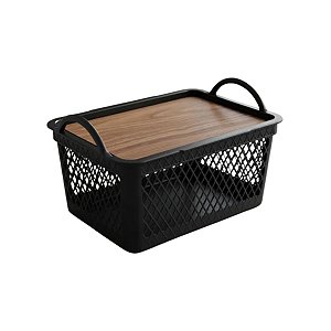 Cesto telado c/tampa 8lt Label Madeira Arqplast