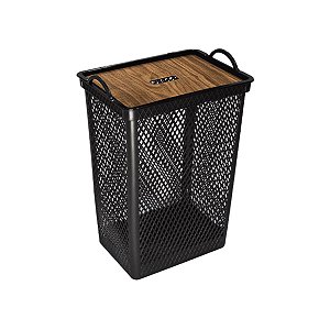 Cesto telado c/ tampa Label Madeira 49lt Arqplast