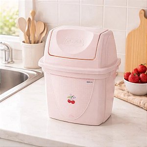 ***BLOQ***Lixeira de Pia Basculante 4,9 Litros Cereja Rosa Plasútil