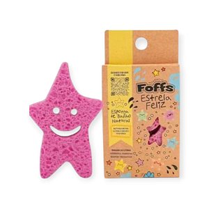 Esponja de Banho Natural Foffs Estrela Feliz Rosa Akora