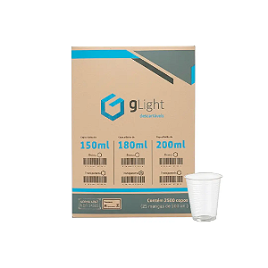CAIXA COPO 180ML GLIGHT TRANSP. PS 2500 UN