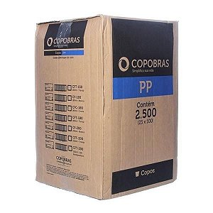 Caixa Copo 200ml branco PP c/ 2500 Copobras