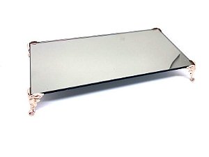 BANDEJA DE VIDRO BRONZE C/ACABAMENTO ROSE 12X25