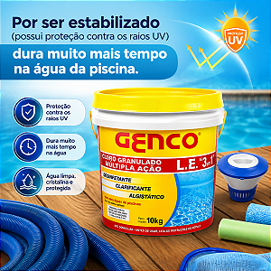 Cloro Granulado Genco Multi Ação 3 Em 1 De 10 Kg Para Piscina