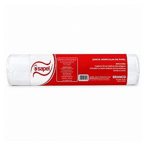Lençol Hospitalar de Papel Branco 50cm x 50m 1 Rolo Isapel