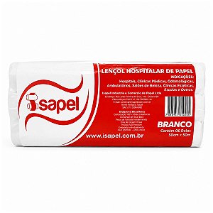 Lencol Hospitalar de Papel Branco 50x50 6 rolos Isapel