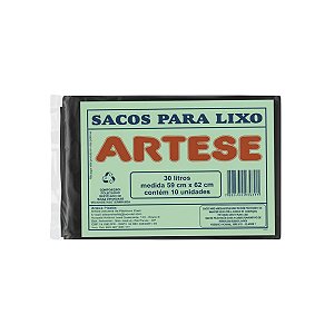 Saco lixo preto 30L 10uni Artese