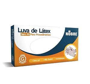 Luva latex sem po protecao contra agentes quim. c/100un. (exceto saude) "G/9" NOBRE LLSPAQ CA 37165