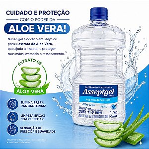Alcool gel Cristal Aloe Vera 1,7kg (refil s/ valvula) - Asseptgel Start