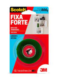 FITA DUPLA FACE FIXA FORTE TRANSP-19X2MT 3M