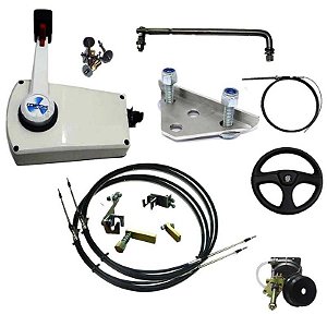 Kit de adaptação motor Mercury 25/30 HP manual para comando a distancia + Kit direção 12