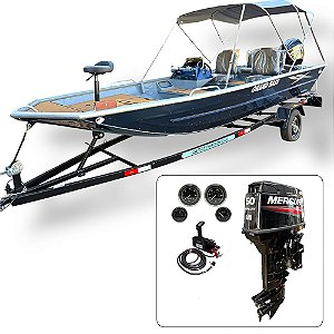 Barco Martinelli Grand Bass 6.0+ Mercury 50 HP 2T ELPTO Fat. PJ+ carreta rodoviária e acessórios de montagem