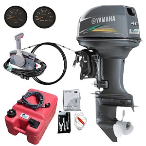 Motor de popa Yamaha 40HP 2T AWS Partida elétrica com comando, rabeta curta 15 pol.  - Preço para Pessoa Jurídica c/ IE ou Produtor Rural