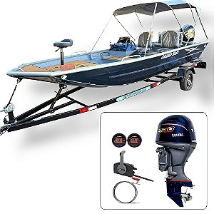 Barco Martinelli Grand Bass 6.0+ Yamaha 115 HP 4T Vmax Fat. PJ+ carreta rodoviária e acessórios de montagem
