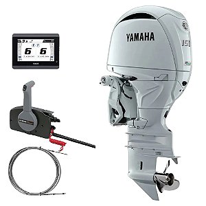 Motor de popa Yamaha 150 HP 4T LET2L Branco  20 pol. Elétrico com Comando - Preço P.CNPJ ou Produtor Rural