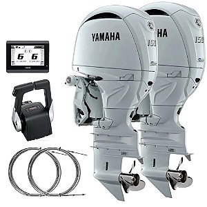 Parelha Motor de popa Yamaha 150 HP 4T LET2X Branco  25 pol. Comando Top Duplo Mecânico - Preço P.CNPJ ou Produtor Rural