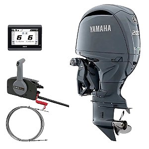 Motor de Popa Yamaha 200 HP QETX Cinza - 4 Tempos -  Rabeta 25 pol. - Preço especial Produtor Rural e PJ