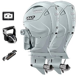 Parelha Motor de Popa Yamaha 2X 450 HP XTO 4 Tempos AVT2X 25" Branco Comando Eletrônico e Tela CL5 Display - Preço especial Produtor Rural e PJ