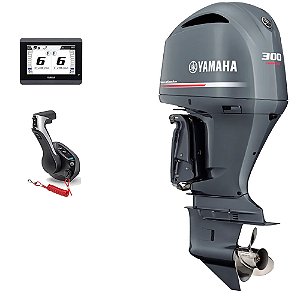 Motor de Popa Yamaha 300 HP 4 Tempos DETX Cinza 25" Pol. Comando Eletrônico e Tela CL5 Display - Preço Pessoa Física