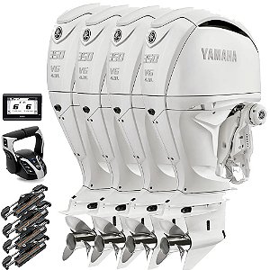 Quadra Motor de Popa Yamaha 4X 350 HP 4 Tempos BST2X Branco 25" Pol. Comando Eletrônico e Tela CL5 Display - Preço especial Produtor Rural e PJ