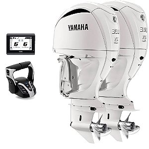 Parelha Motor de Popa Yamaha 2X 300 HP 4 Tempos GET2X Branco 25" Pol. Comando Eletrônico e Tela CL5 Display - Faturamento INSCRIÇÃO ESTADUAL E PRODUTOR RURAL REGIÃO NORTE, NORDESTE E CENTRO-OESTE