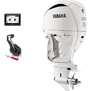 Motor de Popa Yamaha 300 HP 4 Tempos GET2X Branco 25" Pol. Comando Eletrônico e Tela CL5 Display - Faturamento INSCRIÇÃO ESTADUAL E PRODUTOR RURAL REGIÃO NORTE, NORDESTE E CENTRO-OESTE