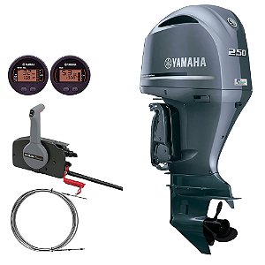 Motor de Popa Yamaha 250 HP 4 Tempos LETX Cinza 25" Pol. Elétrico com Comando e Power Trim- Preço Pessoa Física