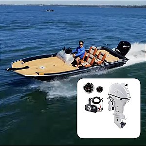 Barco Levefort Apolus Sport Fishing 600 Freestyle Special Series+ Tohatsu 60 HP 4T MFS60AWETL Branco Elétrico Power Trim+ Carreta Rodoviária+ Acessórios de montagem