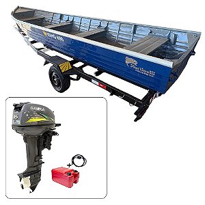Barco de alumínio Martinelli King 600 + Yamaha 15 HP 2T + carreta Rodoviária - Preço do motor para PJ ou Produtor Rural