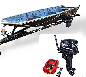 Barco de alumínio Cast One 550 + Motor de popa Tohatsu 18 HP 2T Partida Elétrica com Manche + Carreta Rodoviária