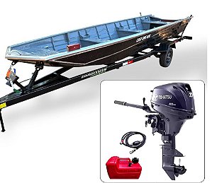 Barco de alumínio Cast One 550 + Motor de popa Tohatsu 20 HP 4T com Manche + Carreta Rodoviária