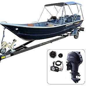 Barco Martinelli XNavigation 6.0 com Tohatsu 50 HP 4T c/ Power Trim Fat. PJ + carreta rodoviária + acessórios de navegação