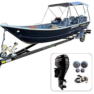 Barco Martinelli XNavigation 6.0 com Mercury 60 HP ELPT 4T c/ Power Trim Fat. PJ + carreta rodoviária + acessórios de navegação