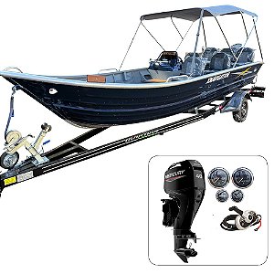 Barco Martinelli XNavigation 6.0 com Mercury 40 HP ELPT 4T c/ Power Trim Fat. PJ + carreta rodoviária + acessórios de navegação