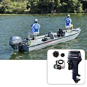 Barco Levefort Apolus TR CLX + Tohatsu 50 HP 2T P. Trim 20" - Fat. PJ + Carreta Rodoviária + Acessórios de montagem