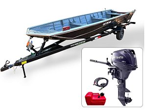Barco de alumínio Cast One 600 + Motor de popa Tohatsu 20 HP 4T com Manche + Carreta Rodoviária - Preço do motor para PJ ou Produtor Rural