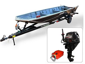 Barco de alumínio Cast One 600 + Motor de popa Mercury 25 HP 4T Partida Elétrica com Manche + Carreta Rodoviária - Preço do motor para PJ ou Produtor Rural