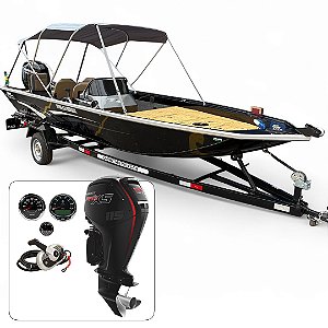 Barco Martinelli Strike 6.0 Freedeck + Mercury 115 HP 4T Pro XS Part. Elétrica Power Trim Fat. PJ + Carreta rodoviária + Acessórios de montagem