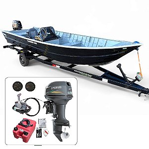 Barco Martinelli Thunder 600 + Yamaha 40 HP 2T Partida Elétrica Fat. PJ + Carreta rodoviária e acessórios de navegação instalados