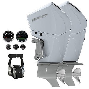 Parelha motor de popa Mercury 2X 300 HP EFI 4T V8 25" Branco Comando Mecânico - Faturamento INSCRIÇÃO ESTADUAL E PRODUTOR RURAL REGIÃO NORTE, NORDESTE E CENTRO-OESTE